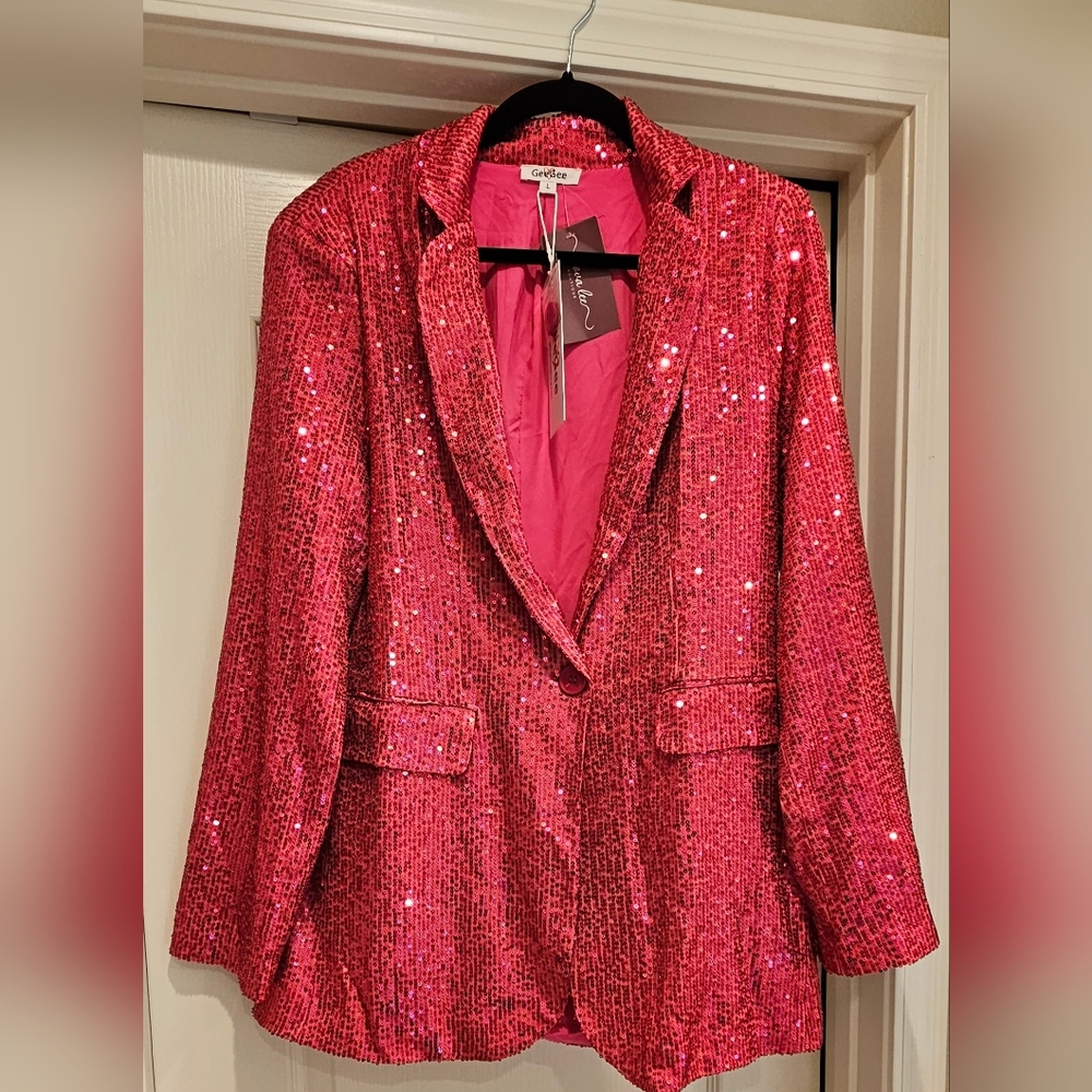 Eras Tour outfit! Dark pink sequin blazer